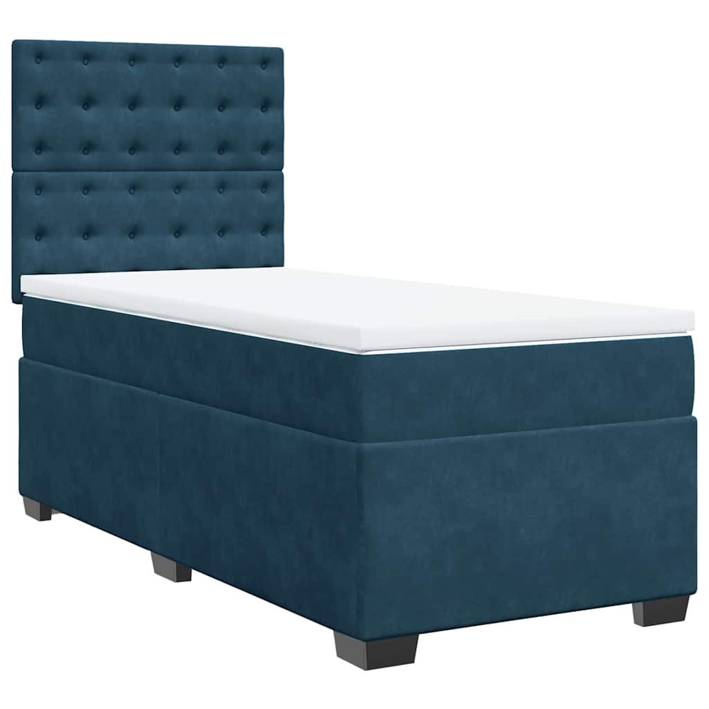 Giroletto a Molle con Materasso Blu 100x200 cm in Velluto | homemem39