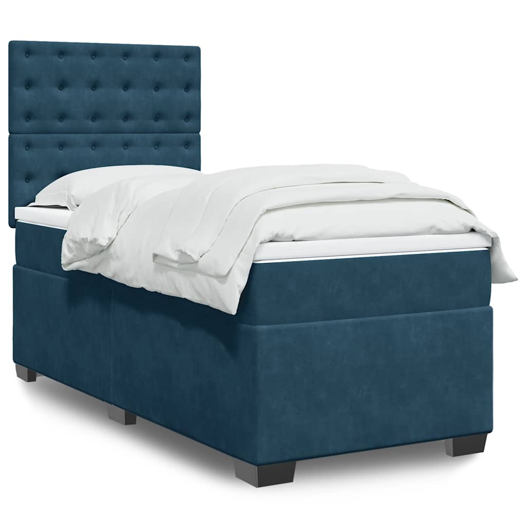 Giroletto a Molle con Materasso Blu 100x200 cm in Velluto | homemem39