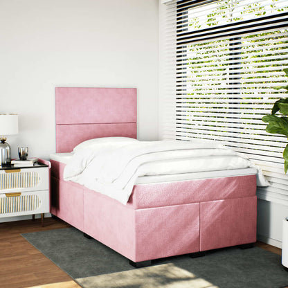 Giroletto a Molle con Materasso Rosa 120x190 cm in Velluto - homemem39