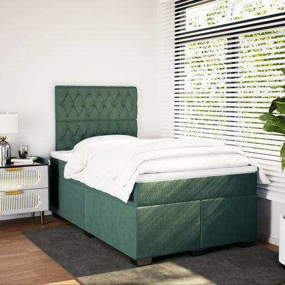 Giroletto a Molle con Materasso Verde Scuro 120x190 cm Velluto - homemem39