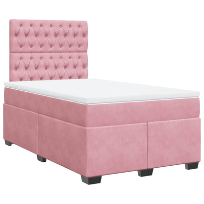 Giroletto a Molle con Materasso Rosa 120x190 cm in Velluto