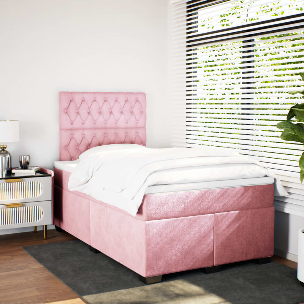 Giroletto a Molle con Materasso Rosa 120x190 cm in Velluto