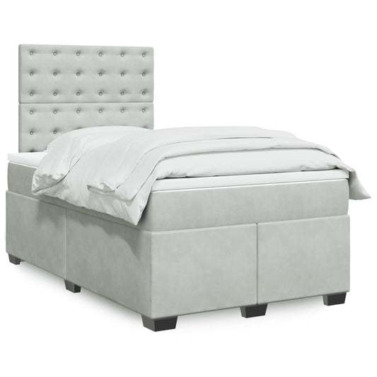 Giroletto a Molle con Materasso Grigio Chiaro 120x190cm Velluto