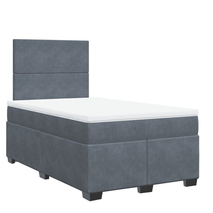 Giroletto a Molle con Materasso Grigio Scuro 120x200 cm Velluto