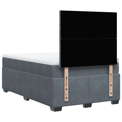 Giroletto a Molle con Materasso Grigio Scuro 120x200 cm Velluto