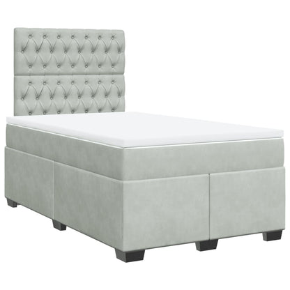 Giroletto a Molle con Materasso Grigio Chiaro 120x200cm Velluto