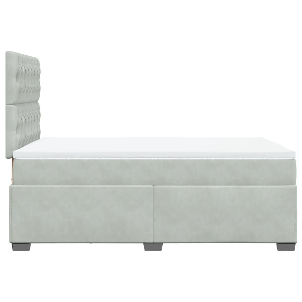 Giroletto a Molle con Materasso Grigio Chiaro 120x200cm Velluto