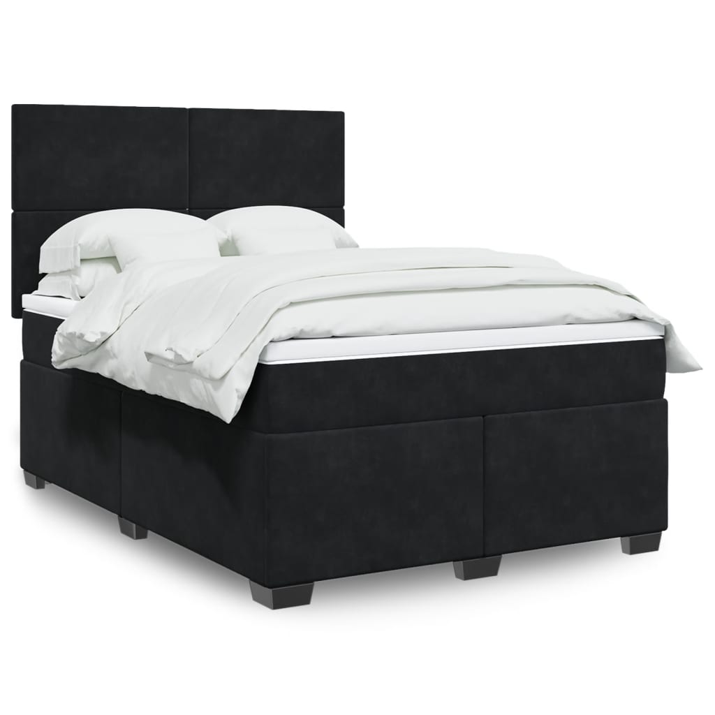 Giroletto a Molle con Materasso Nero 140x190 cm in Velluto | homemem39