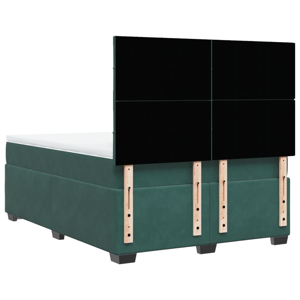 Giroletto a Molle con Materasso Verde Scuro 140x190 cm Velluto