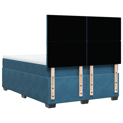 Giroletto a Molle con Materasso Blu 140x190 cm in Velluto