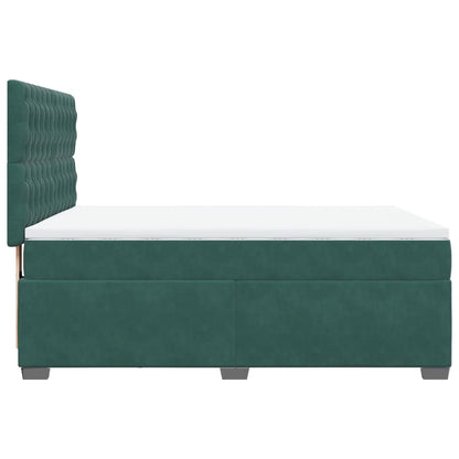 Giroletto a Molle con Materasso Verde Scuro 140x190 cm Velluto