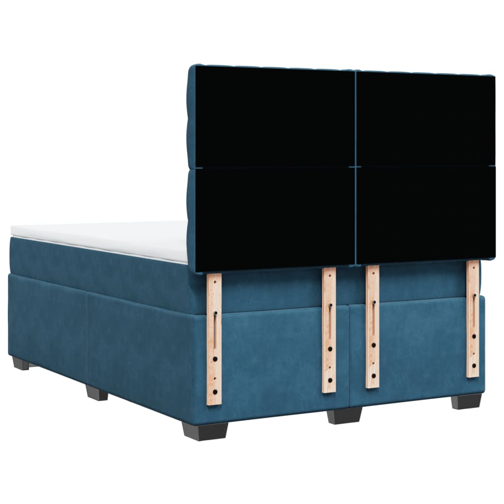 Giroletto a Molle con Materasso Blu 140x190 cm in Velluto