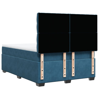 Giroletto a Molle con Materasso Blu 140x190 cm in Velluto