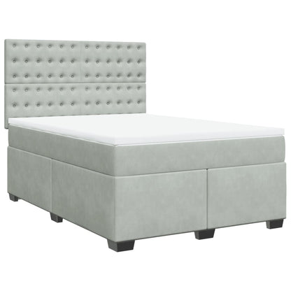 Giroletto a Molle con Materasso Grigio Chiaro 140x190cm Velluto