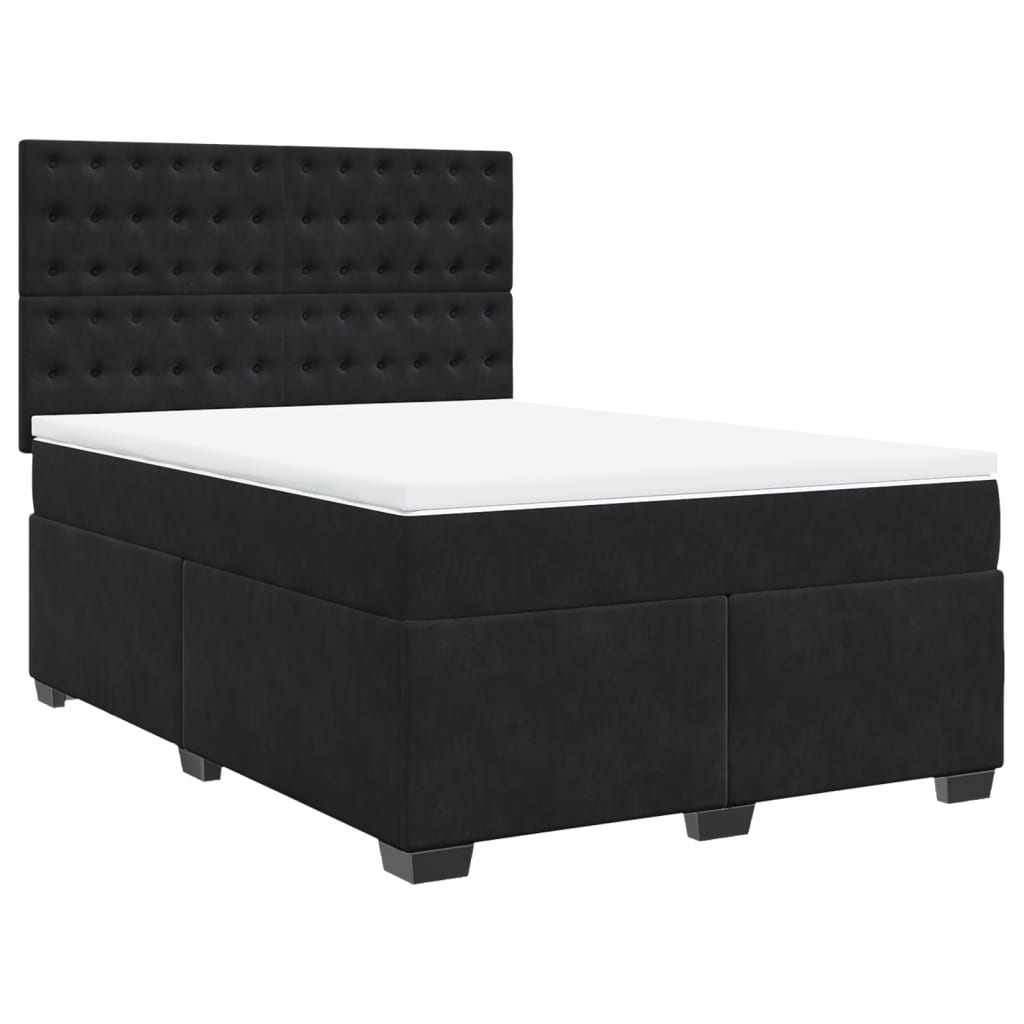 Giroletto a Molle con Materasso Nero 140x190 cm in Velluto