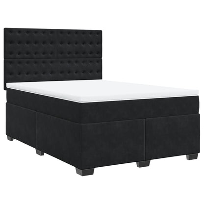Giroletto a Molle con Materasso Nero 140x190 cm in Velluto