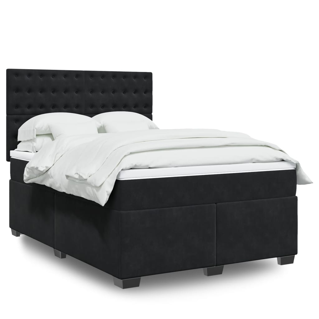 Giroletto a Molle con Materasso Nero 140x190 cm in Velluto