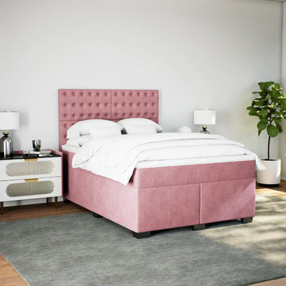 Giroletto a Molle con Materasso Rosa 140x190 cm in Velluto