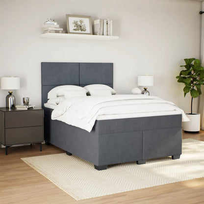 Giroletto a Molle con Materasso Grigio Scuro 140x200 cm Velluto