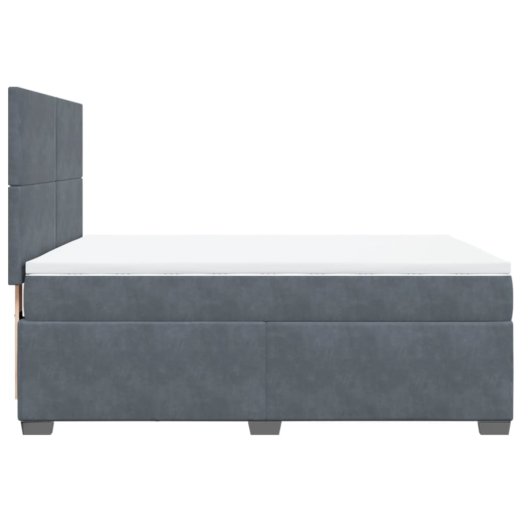 Giroletto a Molle con Materasso Grigio Scuro 140x200 cm Velluto