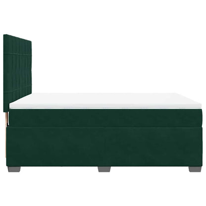 Giroletto a Molle con Materasso Verde Scuro 140x200 cm Velluto | homemem39