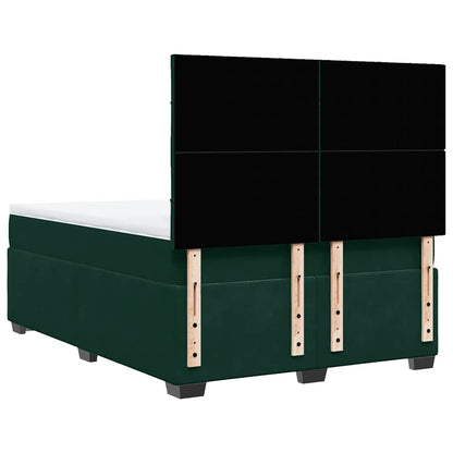 Giroletto a Molle con Materasso Verde Scuro 140x200 cm Velluto | homemem39