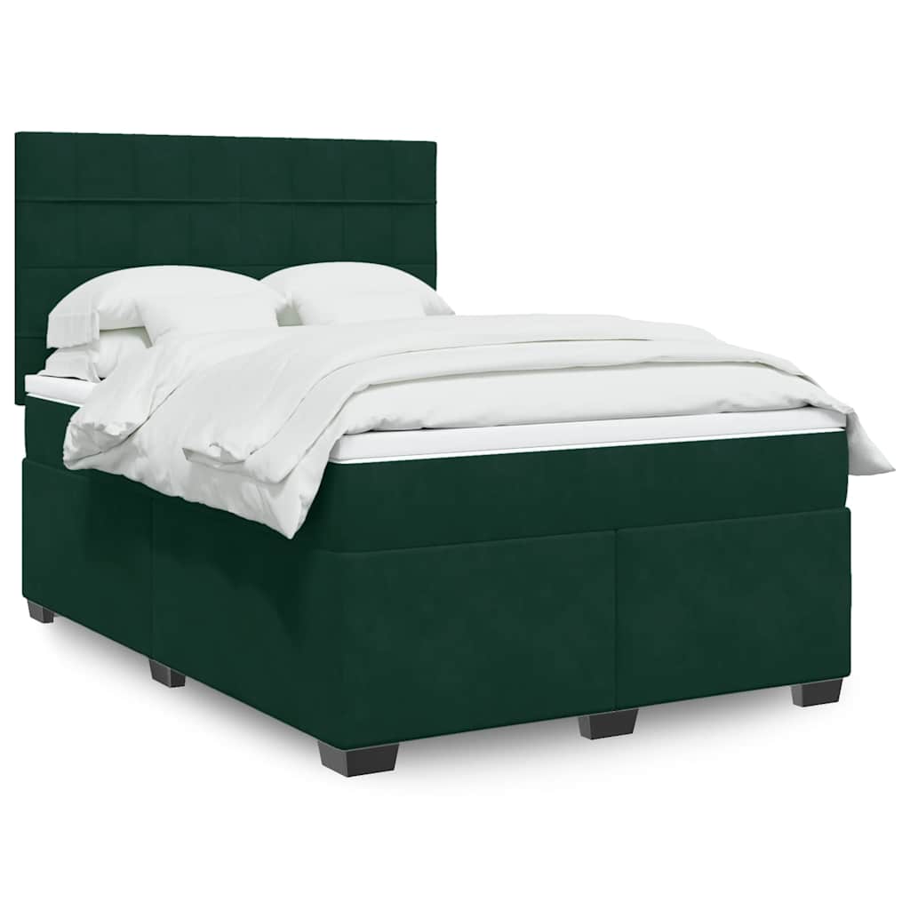 Giroletto a Molle con Materasso Verde Scuro 140x200 cm Velluto | homemem39