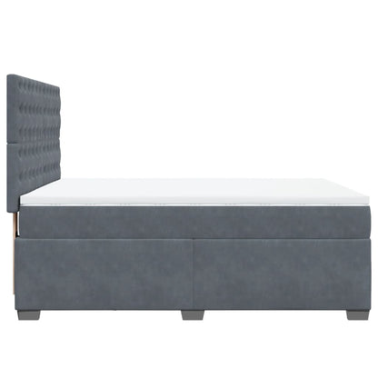 Giroletto a Molle con Materasso Grigio Scuro 140x200 cm Velluto