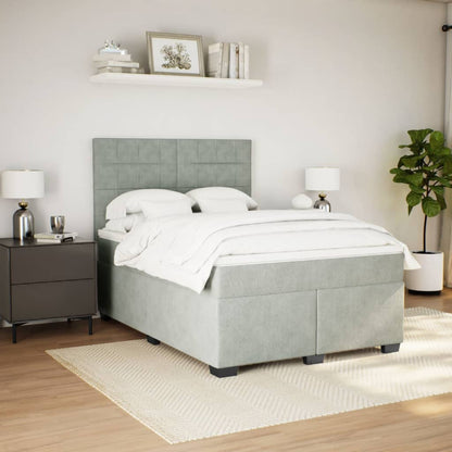 Giroletto a Molle con Materasso Grigio Chiaro 160x200cm Velluto