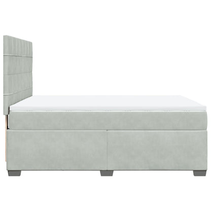 Giroletto a Molle con Materasso Grigio Chiaro 160x200cm Velluto