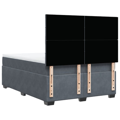 Giroletto a Molle con Materasso Grigio Scuro 160x200 cm Velluto