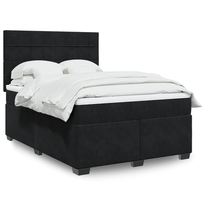Giroletto a Molle con Materasso Nero 160x200 cm in Velluto