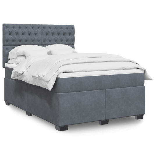Giroletto a Molle con Materasso Grigio Scuro 160x200 cm Velluto