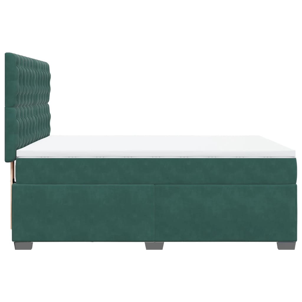 Giroletto a Molle con Materasso Verde Scuro 160x200 cm Velluto