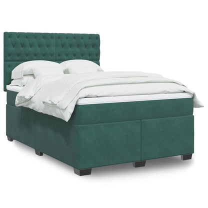 Giroletto a Molle con Materasso Verde Scuro 160x200 cm Velluto