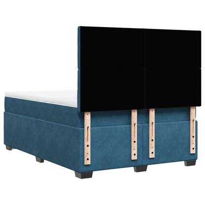 Giroletto a Molle con Materasso Blu 160x200 cm in Velluto