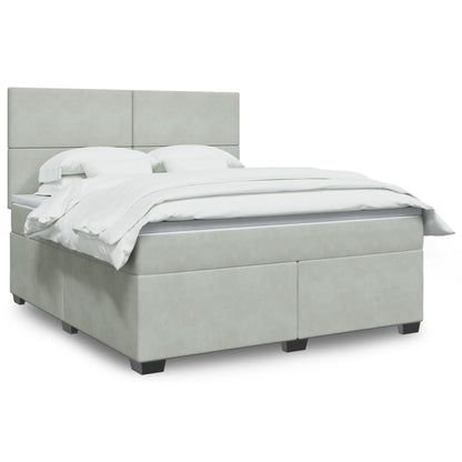 Giroletto a Molle con Materasso Grigio Chiaro 180x200cm Velluto