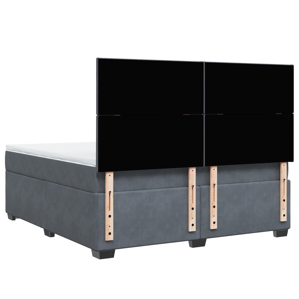 Giroletto a Molle con Materasso Grigio Scuro 180x200 cm Velluto - homemem39