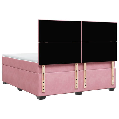 Giroletto a Molle con Materasso Rosa 180x200 cm in Velluto