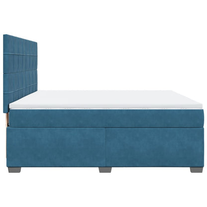 Giroletto a Molle con Materasso Blu 180x200 cm in Velluto