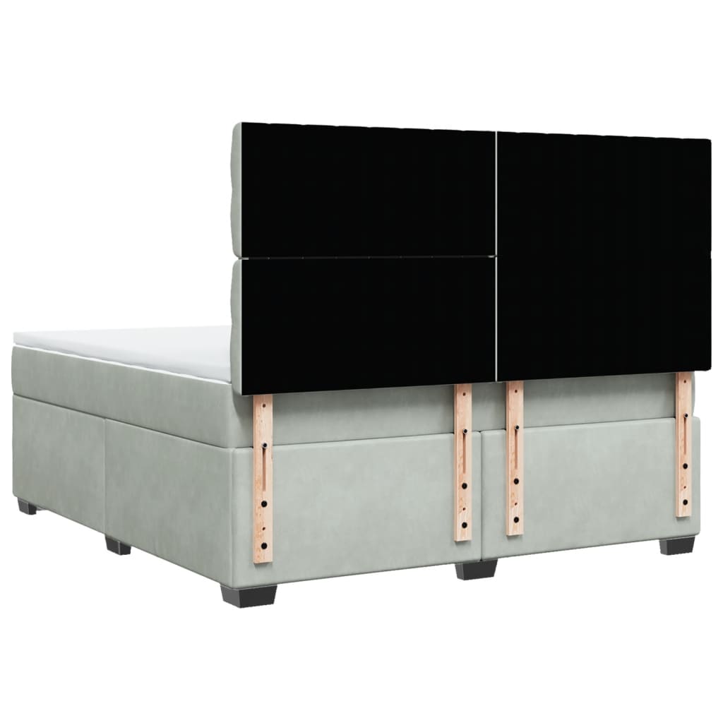 Giroletto a Molle con Materasso Grigio Chiaro 180x200cm Velluto