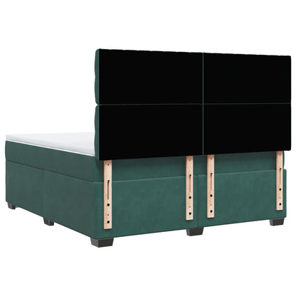 Giroletto a Molle con Materasso Verde Scuro 180x200 cm Velluto
