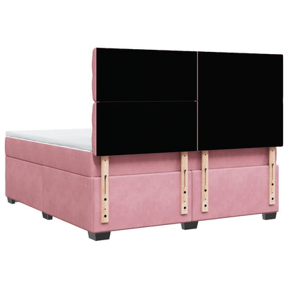 Giroletto a Molle con Materasso Rosa 180x200 cm in Velluto