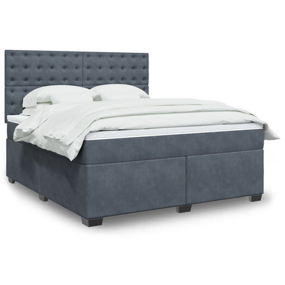 Giroletto a Molle con Materasso Grigio Scuro 180x200 cm Velluto