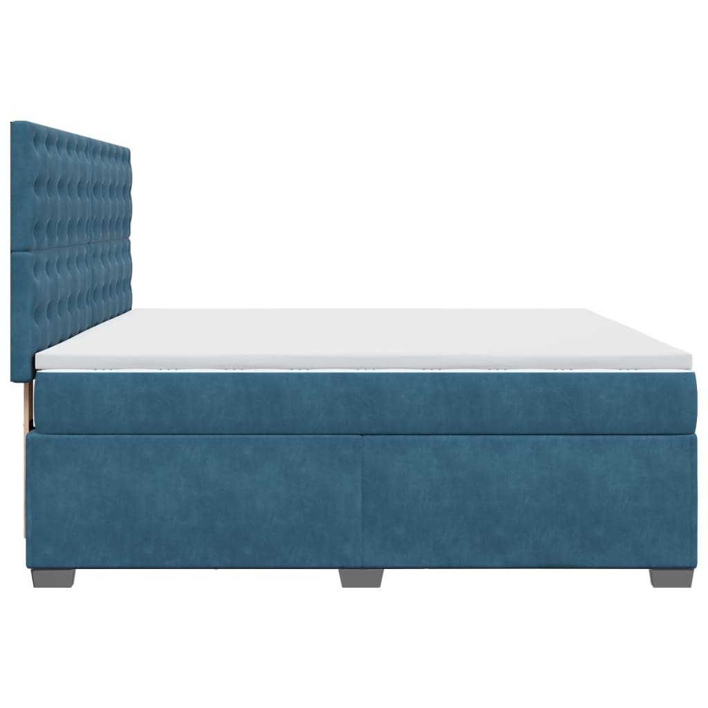 Giroletto a Molle con Materasso Blu 180x200 cm in Velluto