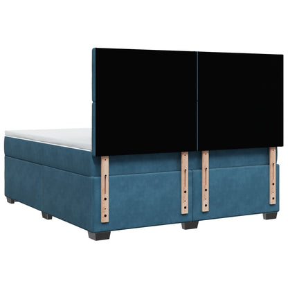 Giroletto a Molle con Materasso Blu 180x200 cm in Velluto