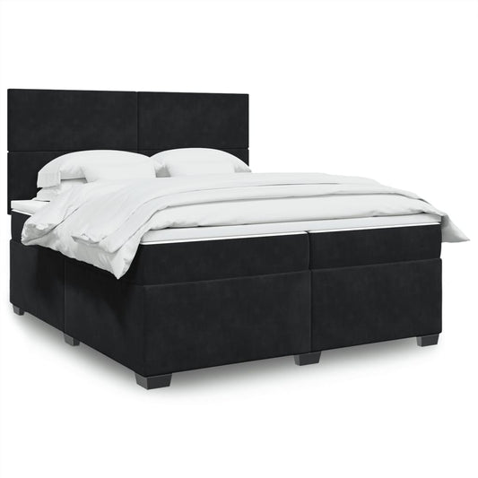 Giroletto a Molle con Materasso Nero 200x200 cm in Velluto