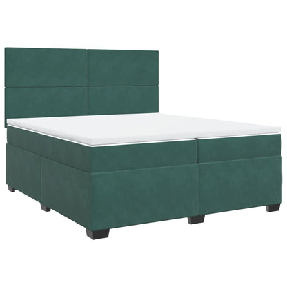 Giroletto a Molle con Materasso Verde Scuro 200x200 cm Velluto