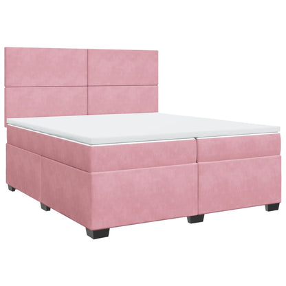 Giroletto a Molle con Materasso Rosa 200x200 cm in Velluto