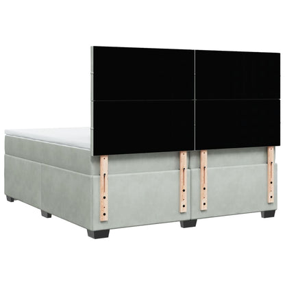 Giroletto a Molle con Materasso Grigio Chiaro 200x200cm Velluto - homemem39